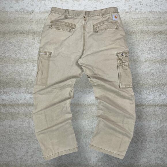 Carhartt Other - Vintage 90s Carhartt Cargo Pants 36x32 Baggy Wide Leg Tan Canvas Dungarees